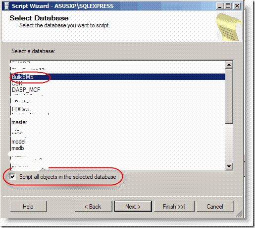 SQLExpress Select Database window image
